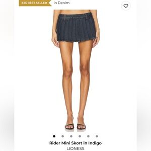 Lioness Revolve Denim Pleated Blue Mini Skort Y2K NWT Trendy Mini Skirt